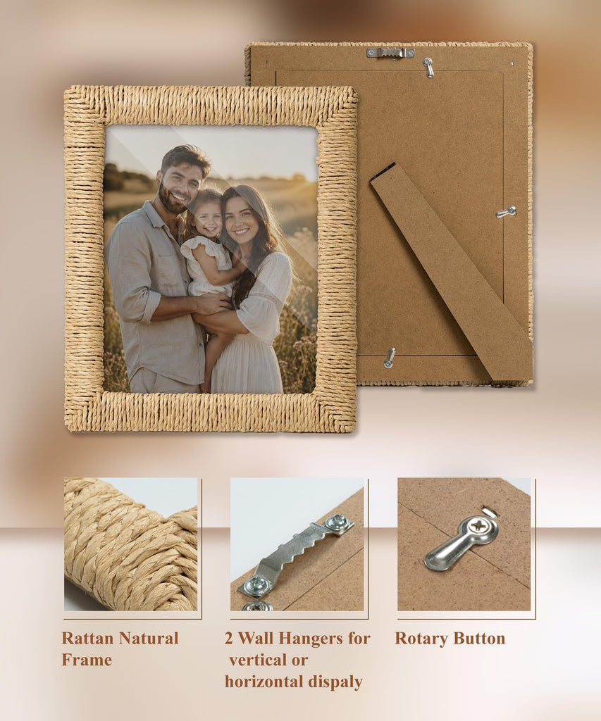 Boho 8x10 Picture Frame Rattan 8 x 10 Photo Frame