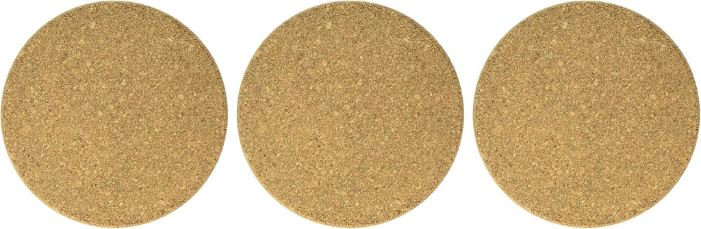 Round Cork Trivets Dishes, Pots, Pans and Plants, 7.25" Diameter x 0.5" Thick Hot Pads,4440 - Set of 3