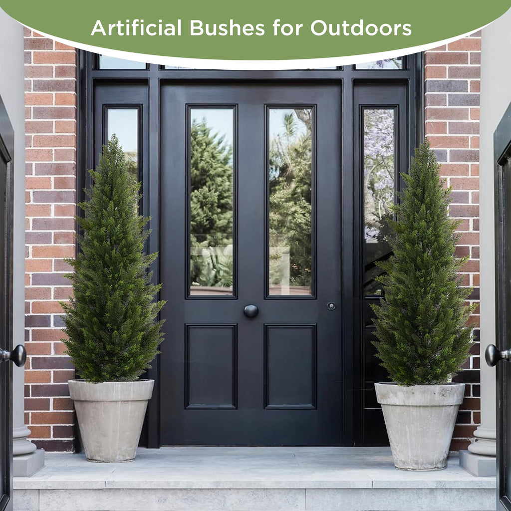 6FT UV-Resistant Artificial Cedar Trees for Front Porch Set of 2