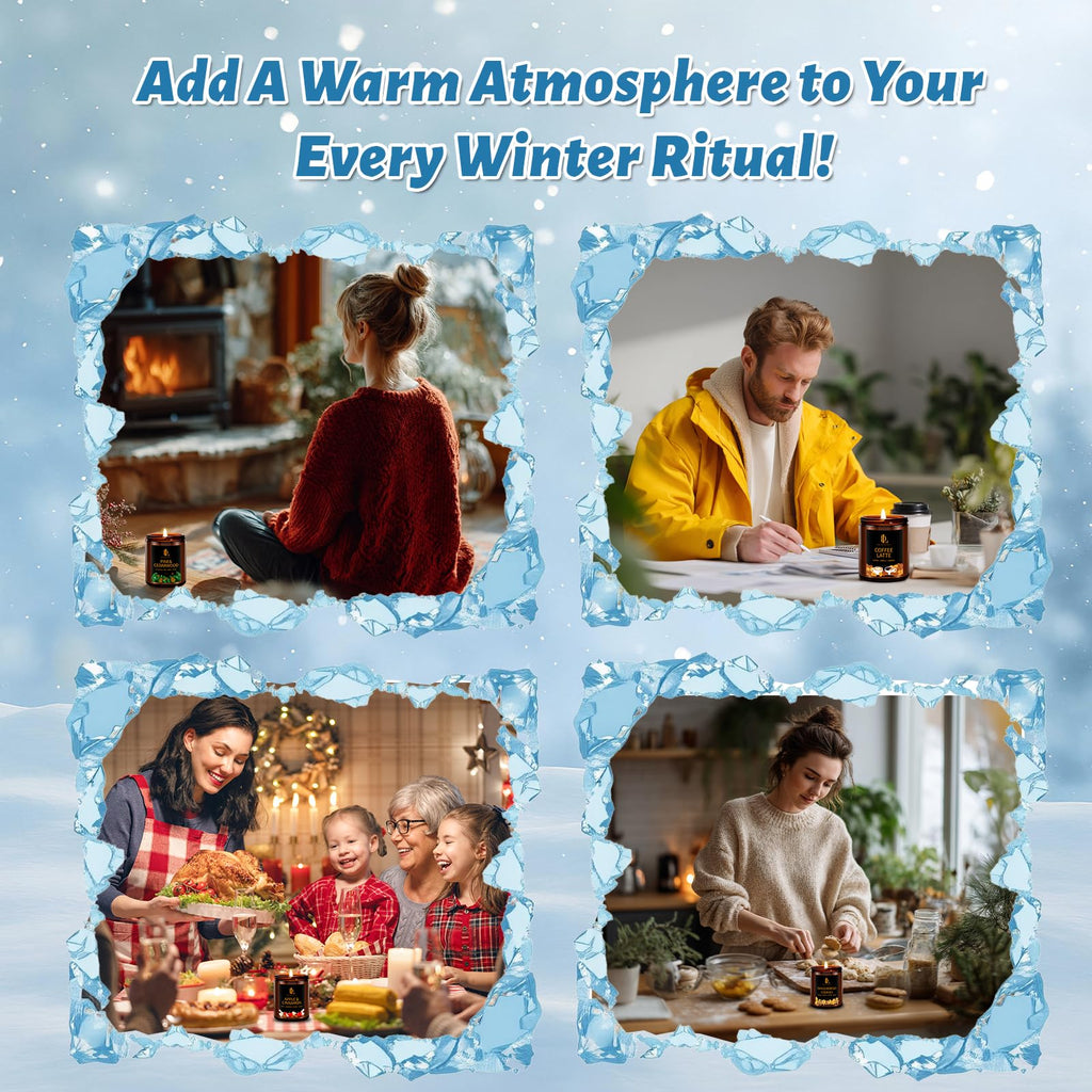 Winter Candles Set Scented, 4 Pack 28oz, Soy Wax