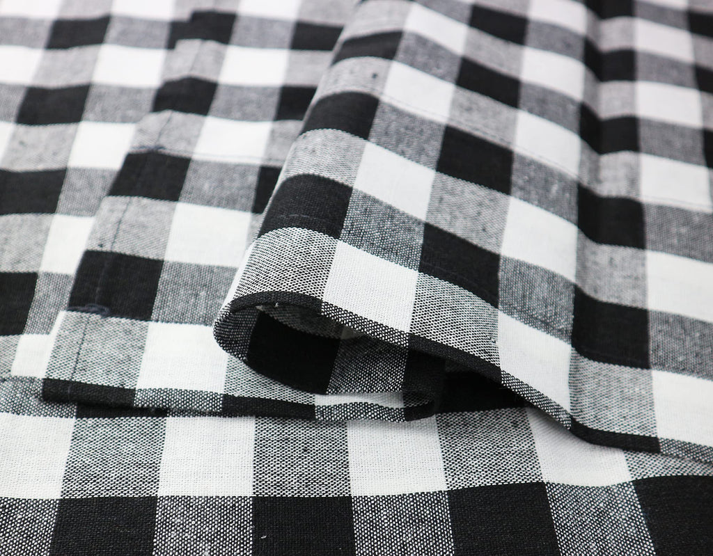 Buffalo Black and White Check Kitchen Window Valance 2 Pack Half Short Gingham Plaid Farmhouse Textured Curtain 18x52
