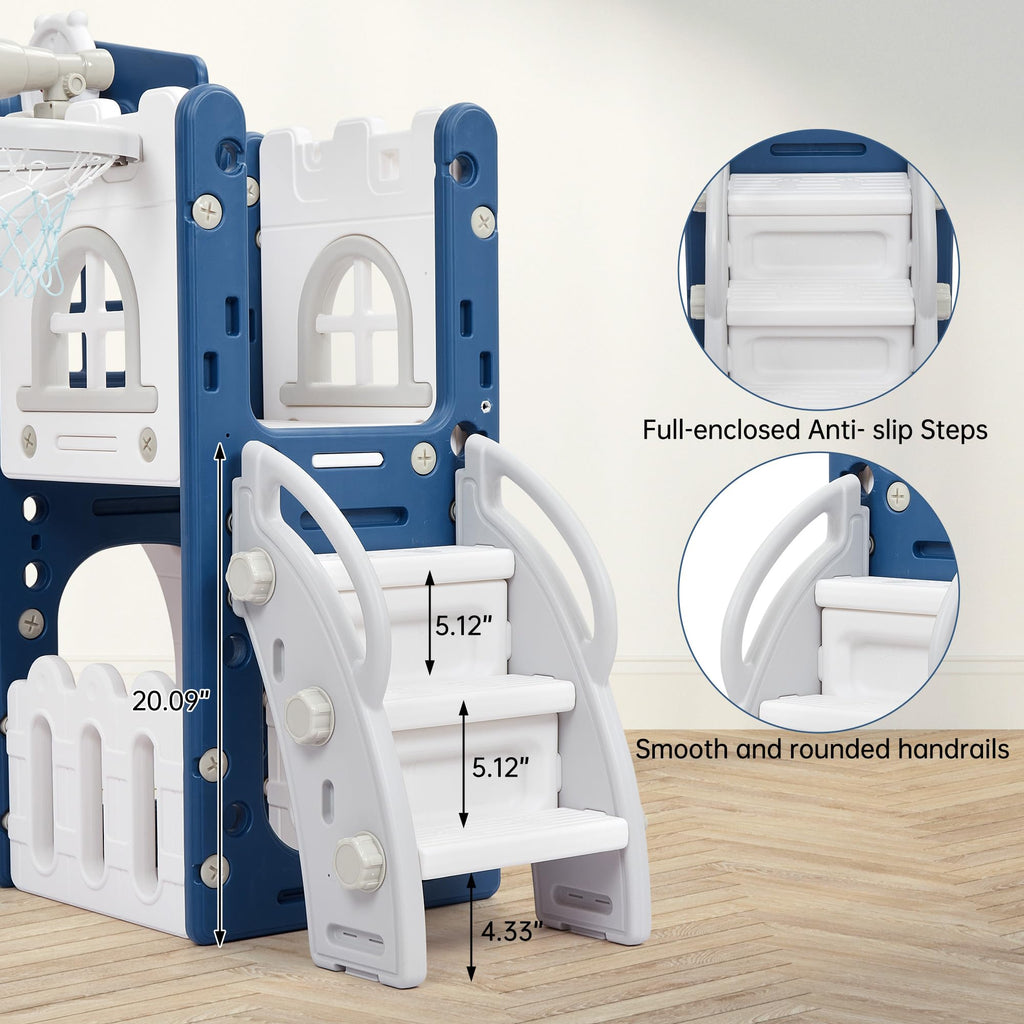 Toddler Slide 8in1 Indoor Outdoor Playset Age1-3 Blue