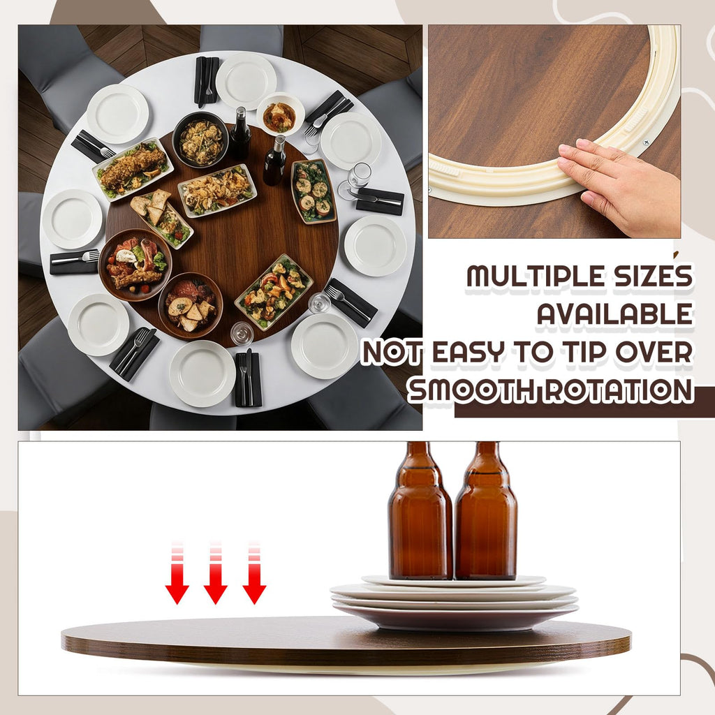 24'' Lazy Susan Turntable Tray for Table Top, Black Walnut