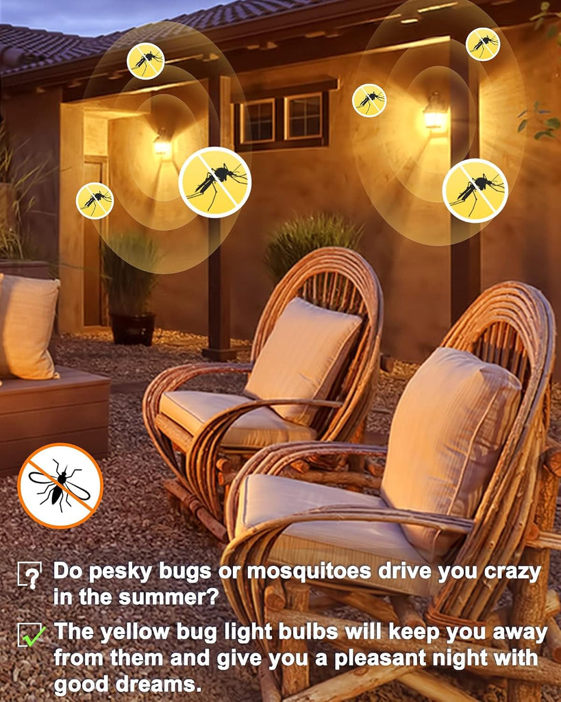 A19 Yellow LED Bug Light Bulbs Outside, 150W Equivalent 13W, E26 Base
