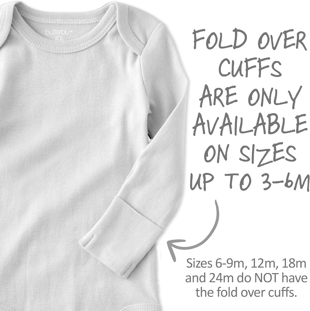 Ashley Pack Long Sleeve Ruffle Shoulder Bodysuits 100% Cotton
