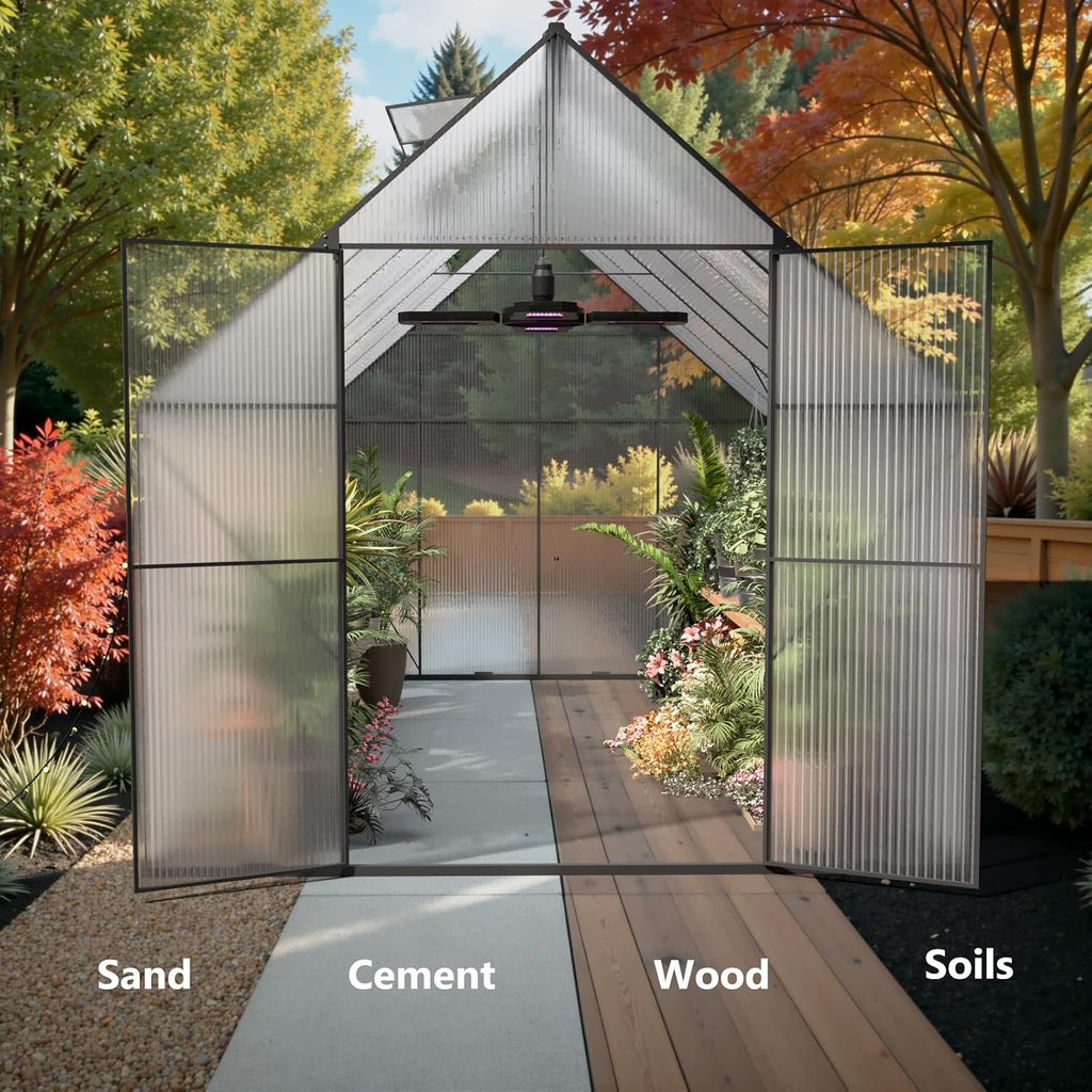 8x10 FT Greenhouse for Outdoors, Heavy-Duty Polycarbonate Greenhouse | Backyard Greenhouse Kit with Adjustable Roof