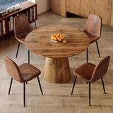 45'' Round Dining Table for 4, Mid-Century Modern Wood Dinner Table with Seamless One-Piece Top & Stable Conical