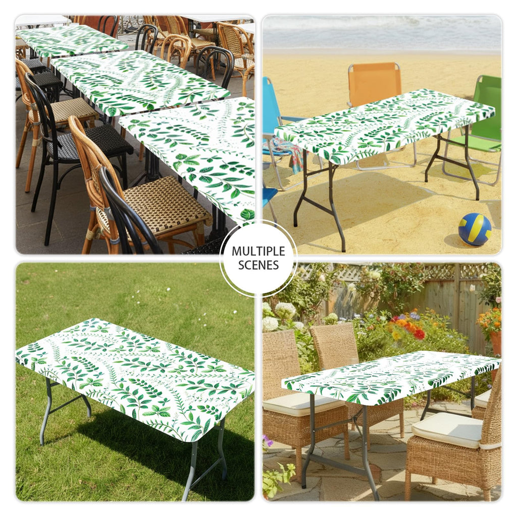Spandex Printed 4FT Rectangle Table Cloth, Elastic Fitted Table Cover