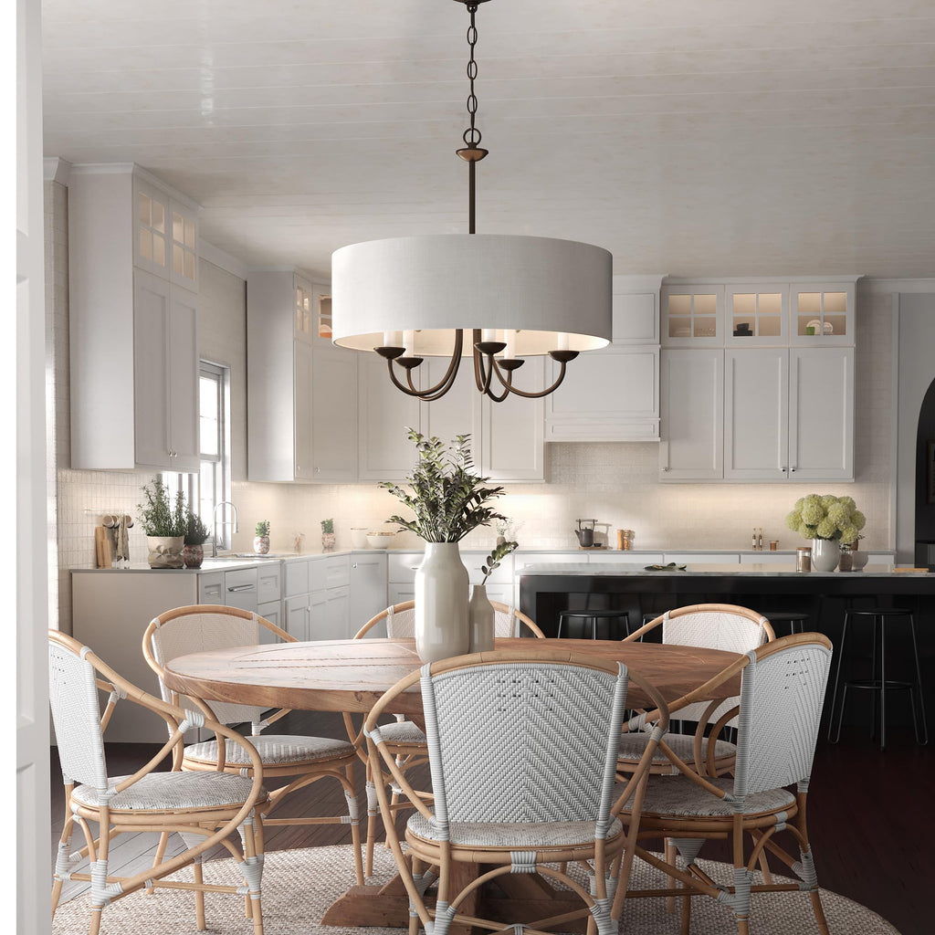 Drum Shade 5-Light Chandelier, Antique Bronze