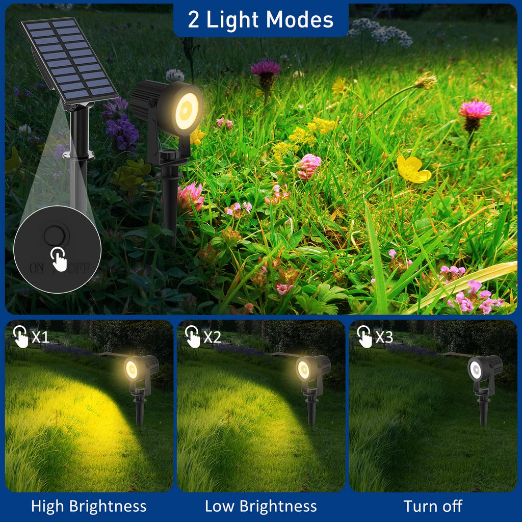 Solar Landscape Spotlights 4-Pack Warm White 3000K Outdoor Garden