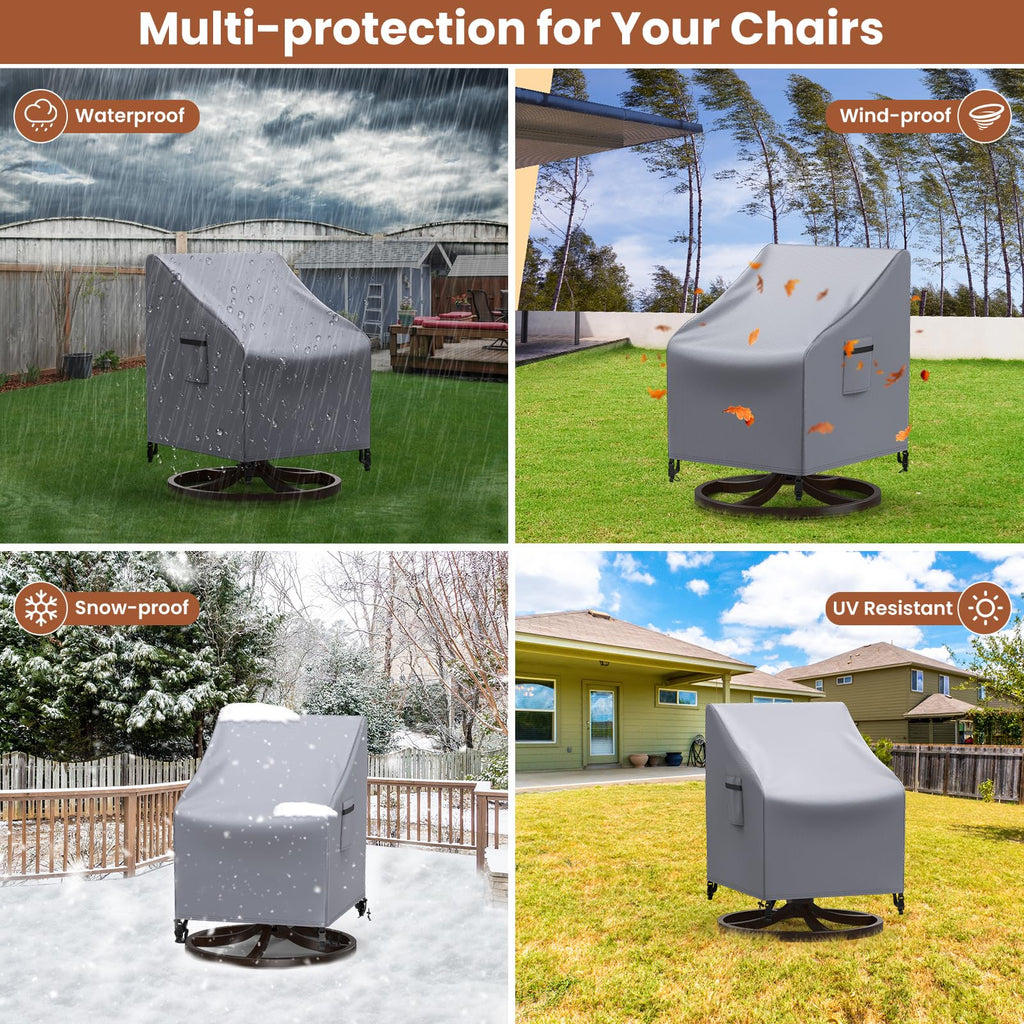 Outdoor Swivel Lounge Chair Cover Waterproof, 2 Pack Heavy Duty Patio Rocking Chair Covers for Outdoor Furniture, 33"