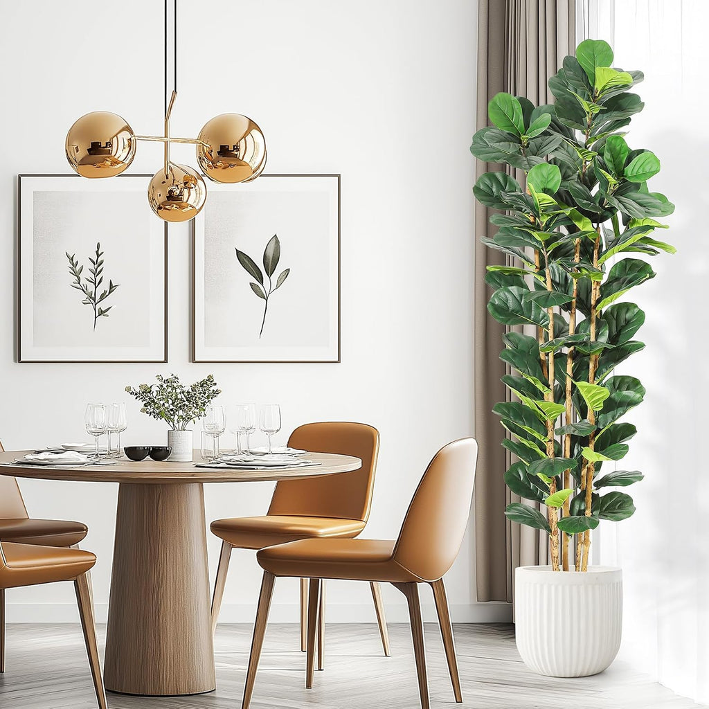 7 ft Faux Fiddle Leaf Fig Tree with White Pot