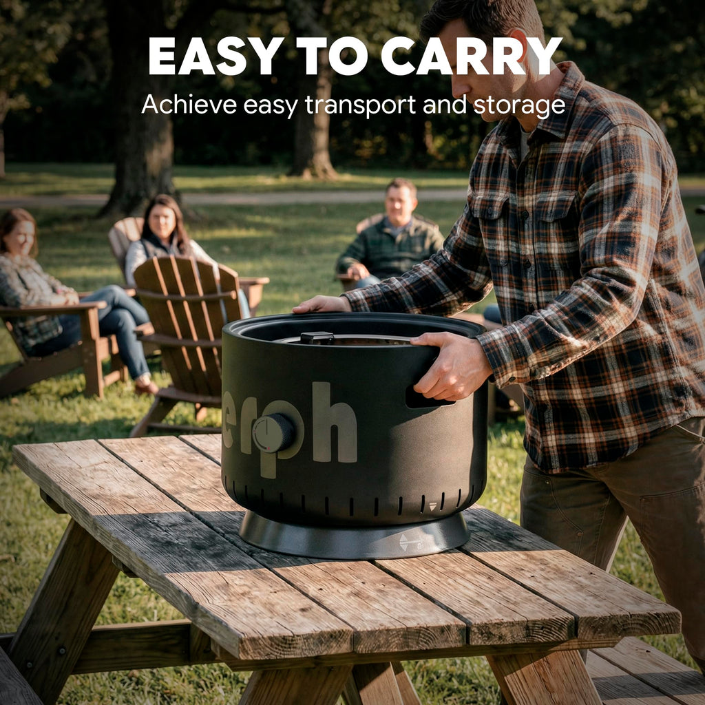 17‐Inch Portable Propane Fire Pit for Camping, 58, 000 BTU, Black