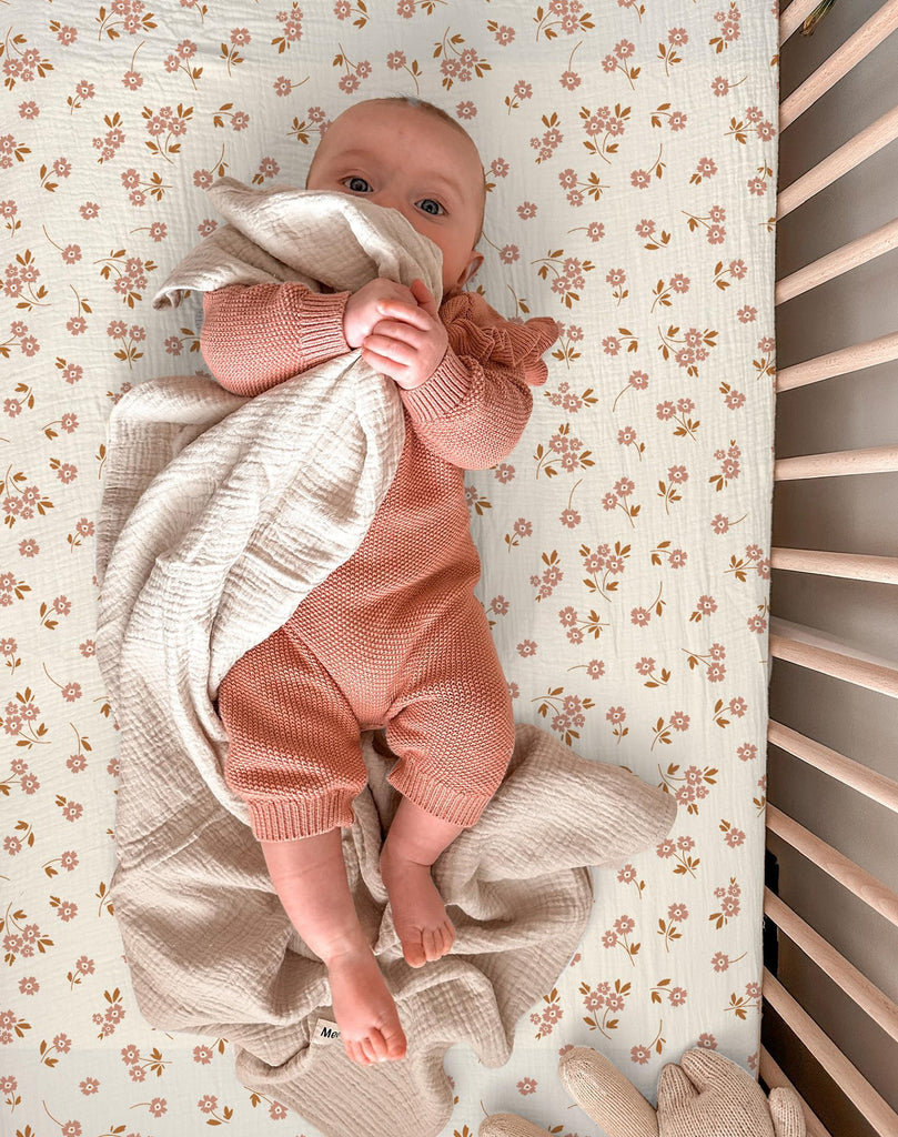 Muslin Bassinet Sheets 2 Pack, 33" x 17", (Floral & Pink)