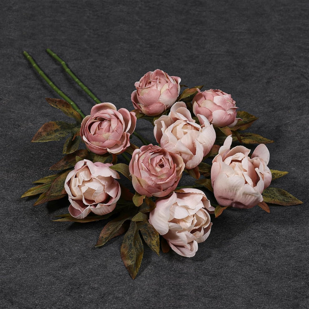 Faux Silk Peony Artificial Flowers Stems for Vase, 18" Ombre Pink - Set of 7