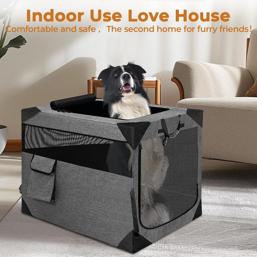 Dog Crate, Collapsible Soft Travel Crate for Large Dogs (3 Year Warranty)