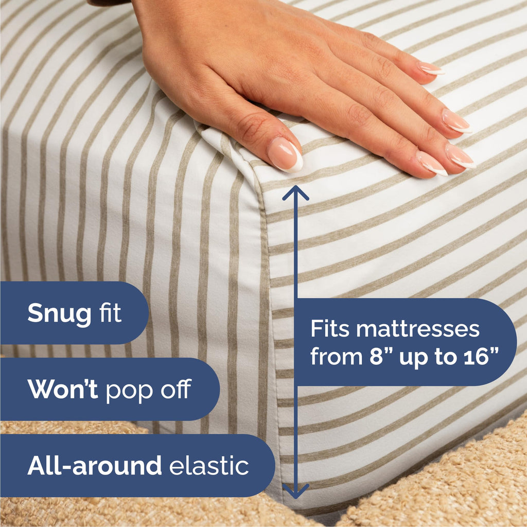 4 Piece Sheet Set - Breathable & Cooling Sheets - Beige Stripes