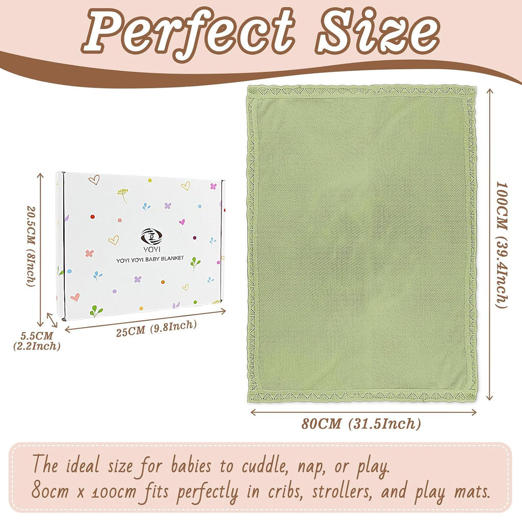Cotton Baby Blanket 31x40, Soft Breathable Swaddle Crib Stroller