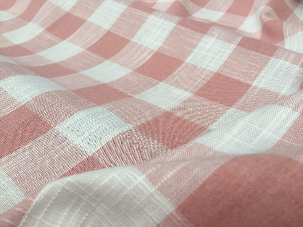 Gingham Linen Checked Linen Fabric Plaid Material Buffalo Black or Blue Check - 55 inches Wide (Sold by the Yard)
