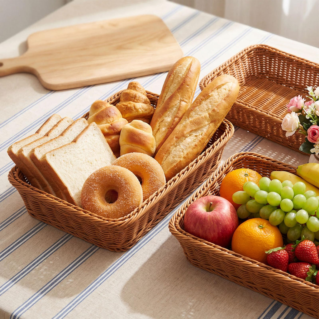 14 Pack Wicker Bread Baskets Woven Serving Basket, 15.8 Inch