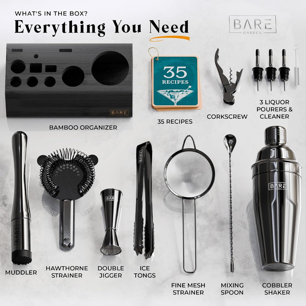 Mixology Bartender Kit Bar Set | 14-Piece Cocktail Shaker Set | Martini Barware Mixing Tools Bartending | Incl. 35 - Set of 14