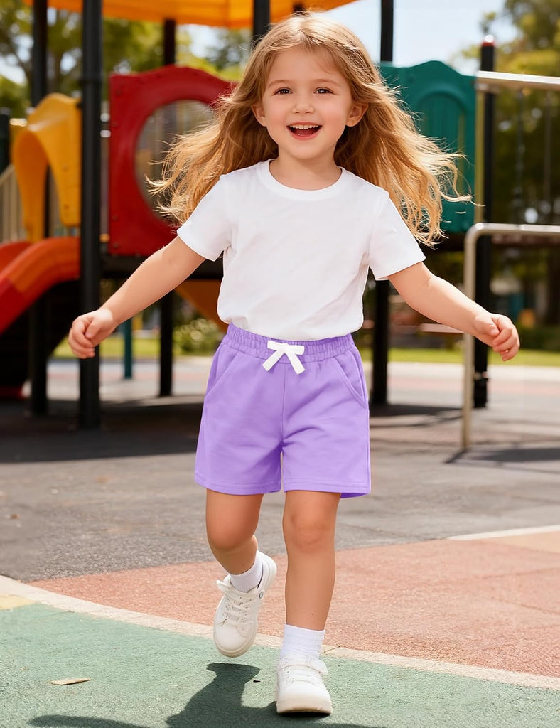 3 Pack Toddler Girls Shorts Cotton Kids Casual Pants with Pockets