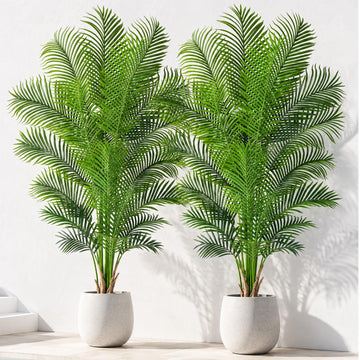 Artificial Palm Tree 7ft Tall Fake Palm Tree Indoor Decor with 18 Leaves and Real Bark Design Faux Tropical Areca