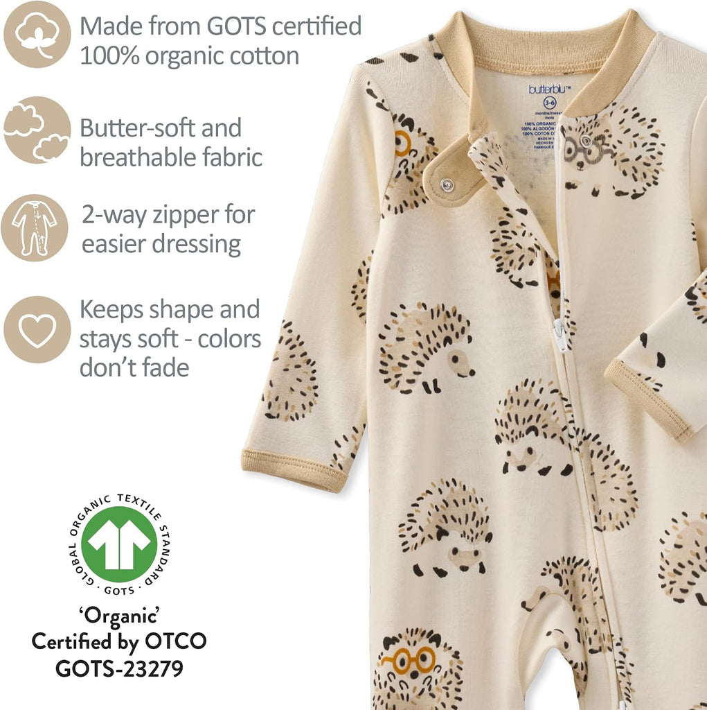 Scout Sleep & Play 100% Organic Cotton Footed Zip Front PJs