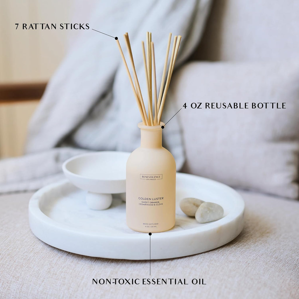 Reed Diffuser - Orange, Cedarwood & Clove | Home Fragrance Diffuser | Long-Lasting Scent Sticks - Malibu Sands