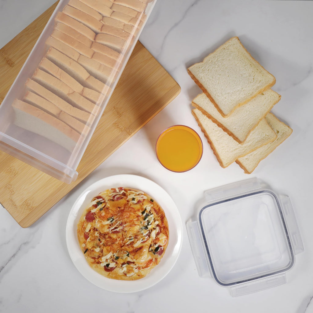 2 Pack, Plastic Bread Container, Bread Storage Counter, Bread Keeper with Airtight Lid, Tall Bread Saver, Sandwich