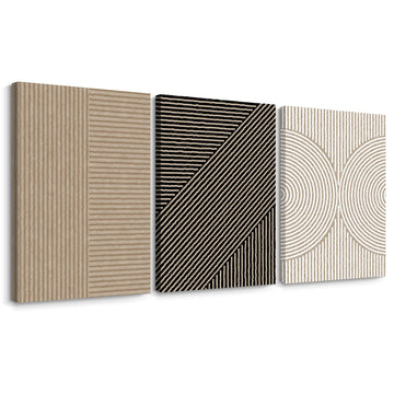 Boho Modern Wall Art Pictures Neutral Abstract Canvas Wall Decor Minimalist Line Wall Art Beige Brown Black Poster