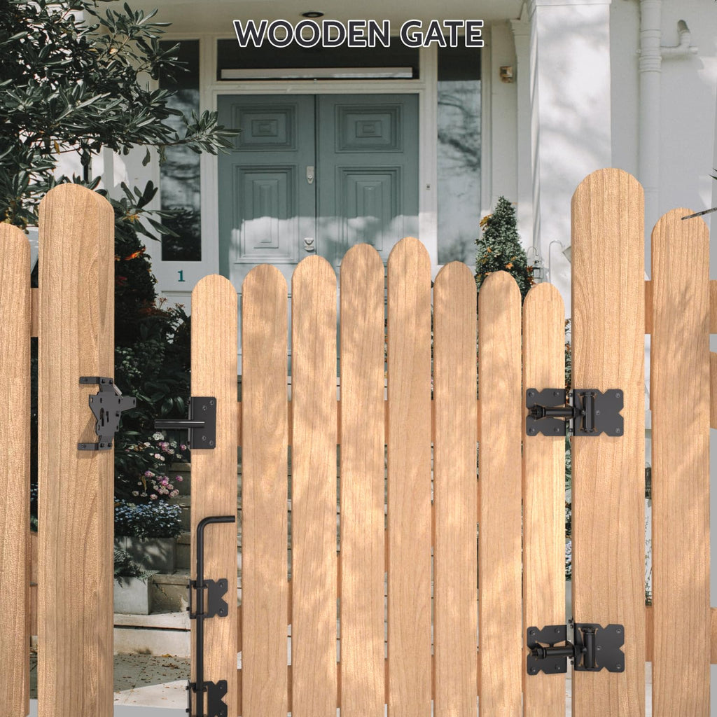 Vinyl Gate Kit Self-Closing Vinyl Fence Single Gate Hinge and Latch Hardware Kit - 2 Hinges and 1 Latch, Carbon