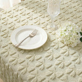 Bow Tablecloth 60×84 Inch Rectangular, Beige Soft Plush Faux Fur Jacquard Bow Table Cover, Seasonal 