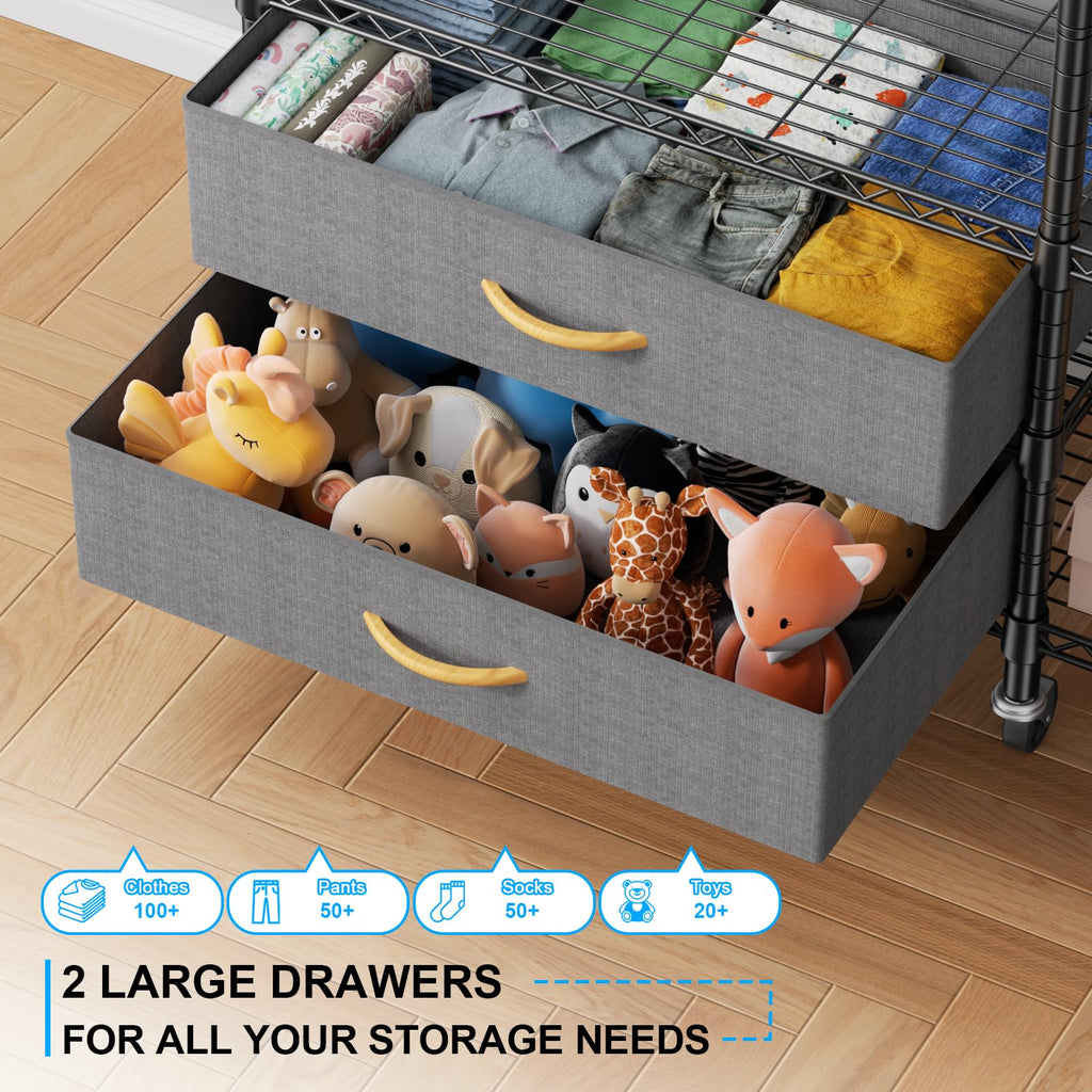 F3R Heavy Duty Clothes Rack(With Lockable Wheels)Freestanding Clothing Racks for Hanging Clothes, Adjustable Closet