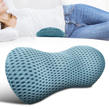 Lumbar Support Pillow Chair, Memory Foam Lumbar Pillow for Lower Back Pain Relief (Blue)