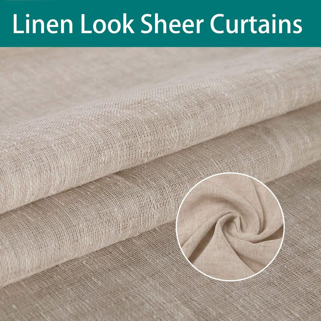 Burlap Linen Look Outdoor Curtain 2 Panels | Waterproof Sheer Curtains for Pergola, Porch, Cabana, Gazebo Grommet