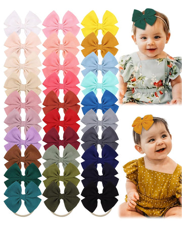 30pcs Baby Girls Hair Bows Headband, Bows for Baby Girls