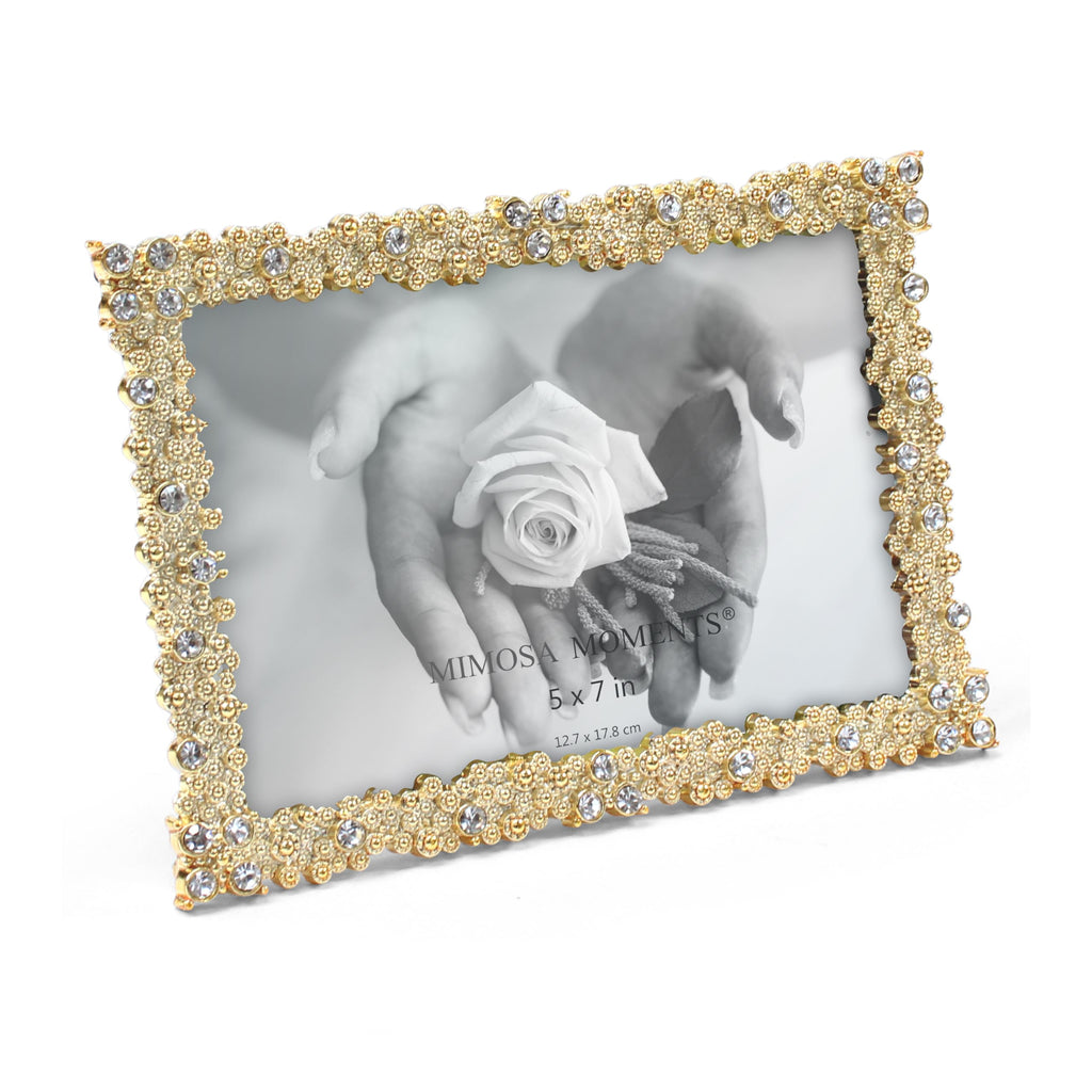 5x7 Brass-Tone Bling Picture Frame with Rhinestones