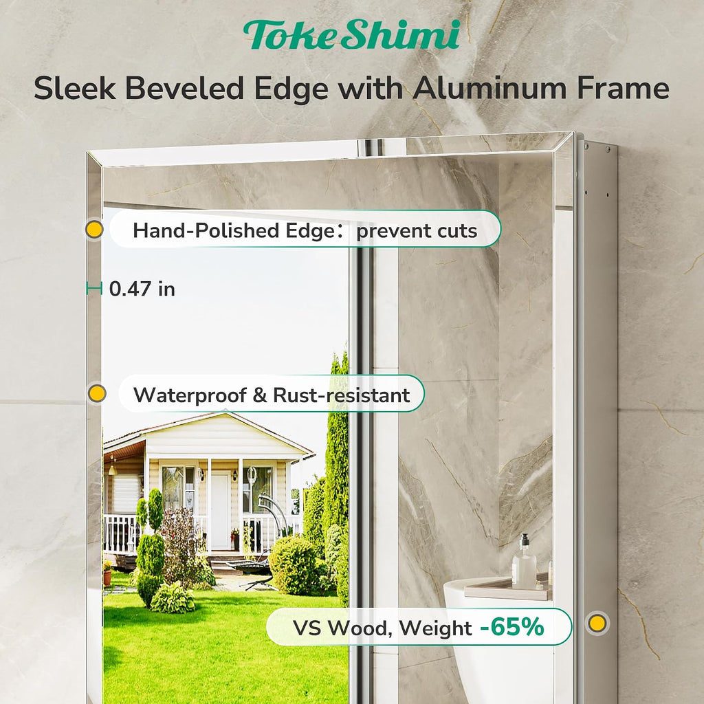 14 x 24 Medicine Cabinet with Mirror, Assembly Required, Silver Recessed Bathroom Medicine Cabinet with Tempered