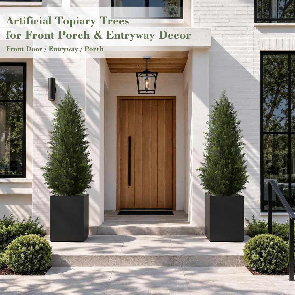 5FT Artificial Cedar Trees Set of 2 for Outdoor Front Porch