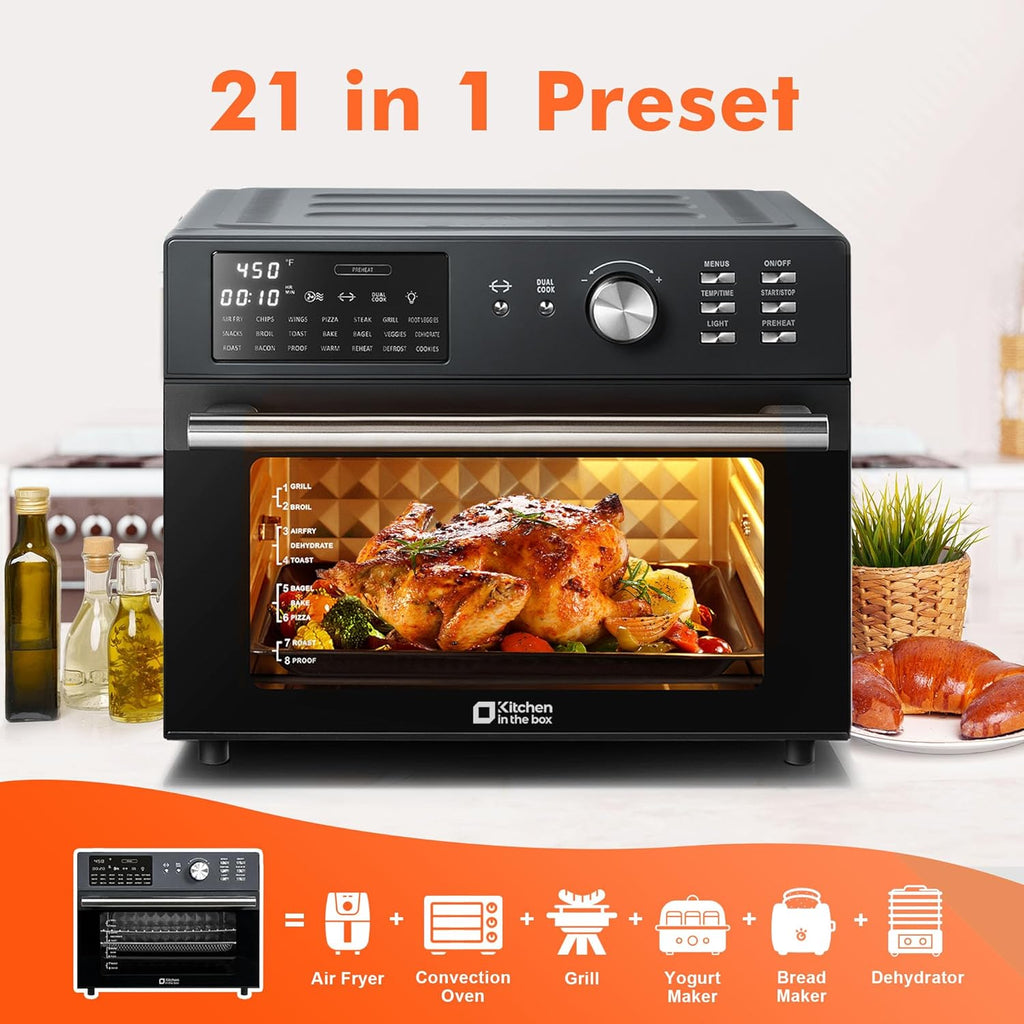 32QT Extra Large Air Fryer Toaster Oven Combo, 21-in-1 Countertop Convection Toaster Oven with Rotisserie and