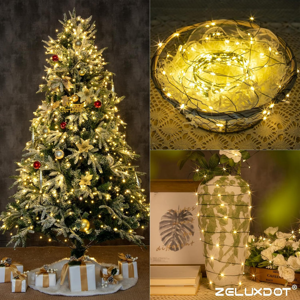 200FT 600LEDs Fairy Lights Plug ,Green Wire,Warm White