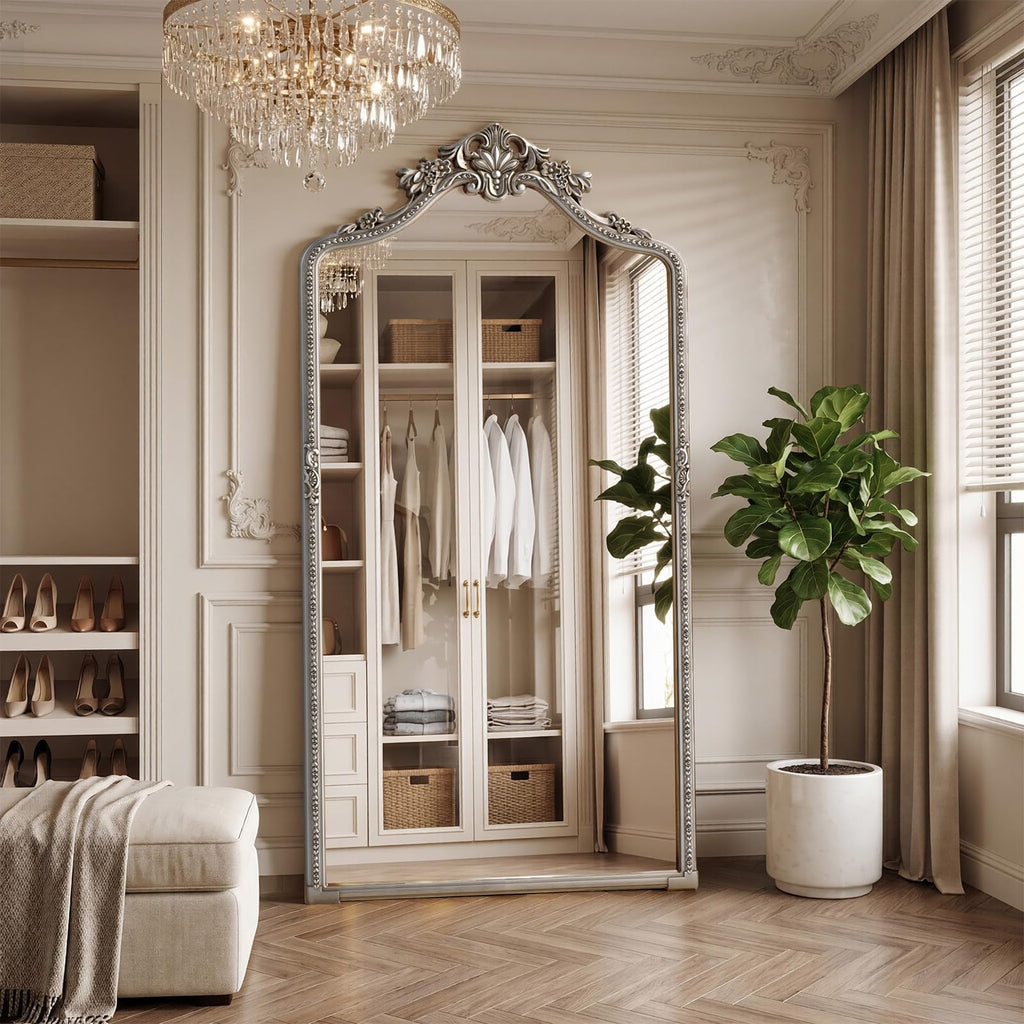 81x41 Inch Silver Arched Full Length Floor Mirror