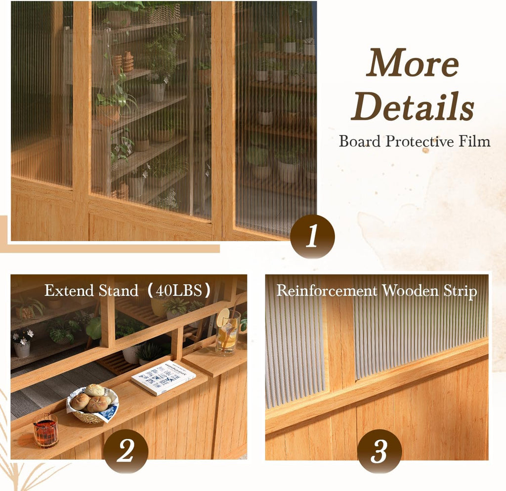 6x10 Ft Wood Greenhouse for Outdoors | Walk-in Lean to GreenHouse, Openable Window & Lockable Door, Reinforced Frame