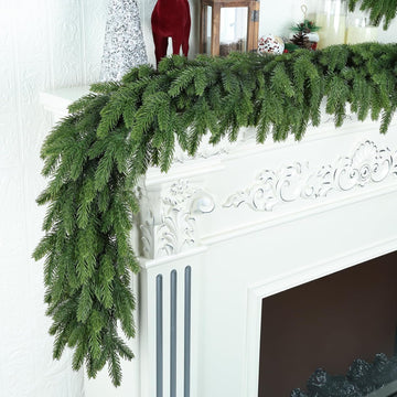 For Staircase Railing Soft Bendable Realistic Artificial Cedar Pine Winter Green Xmas Mantle Garland for Fireplace