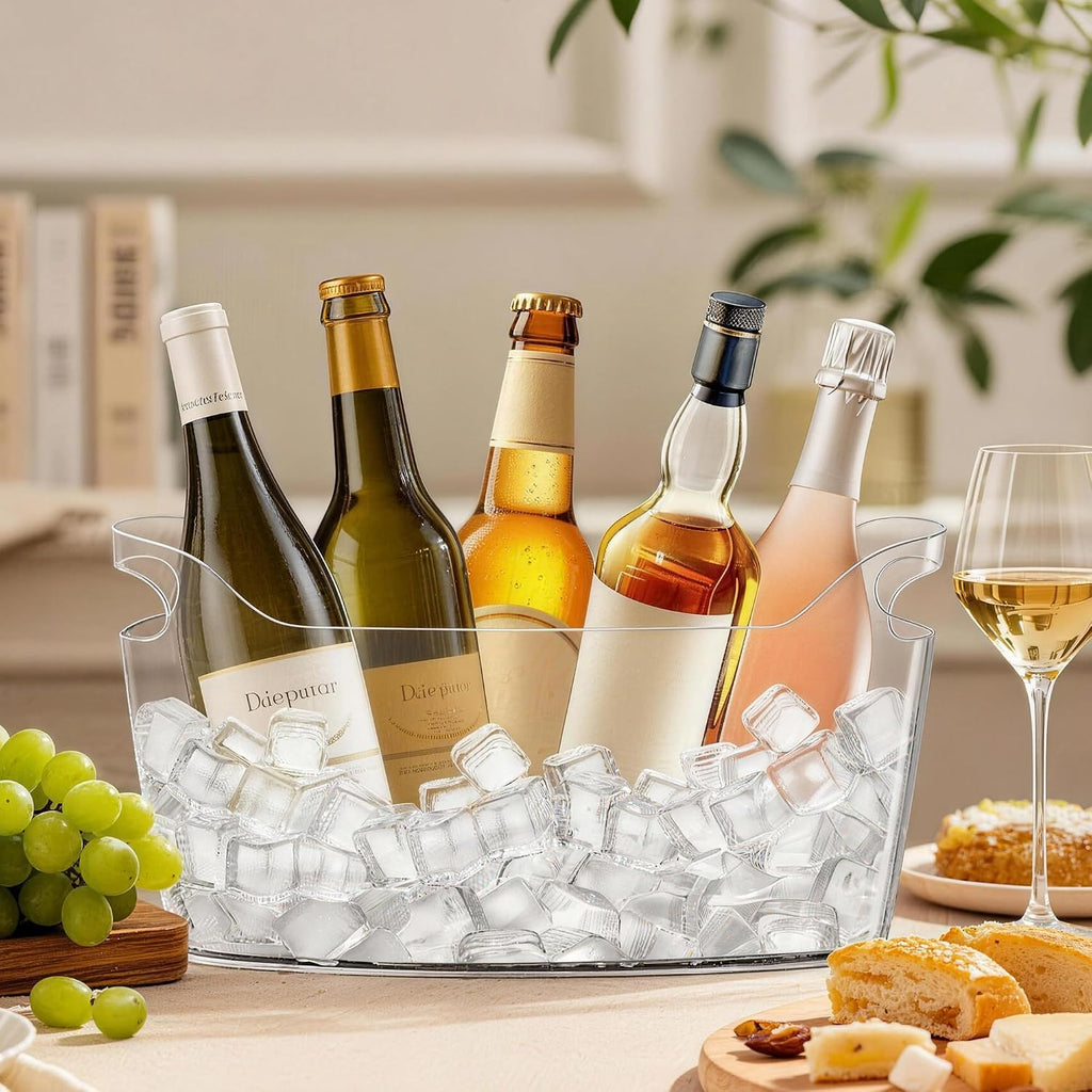 Acrylic Champagne Bucket, Ice Bucket for Parties6.5L Large Party Ice Bucket with Ice Scoop & Bottle Opener - Set of 2