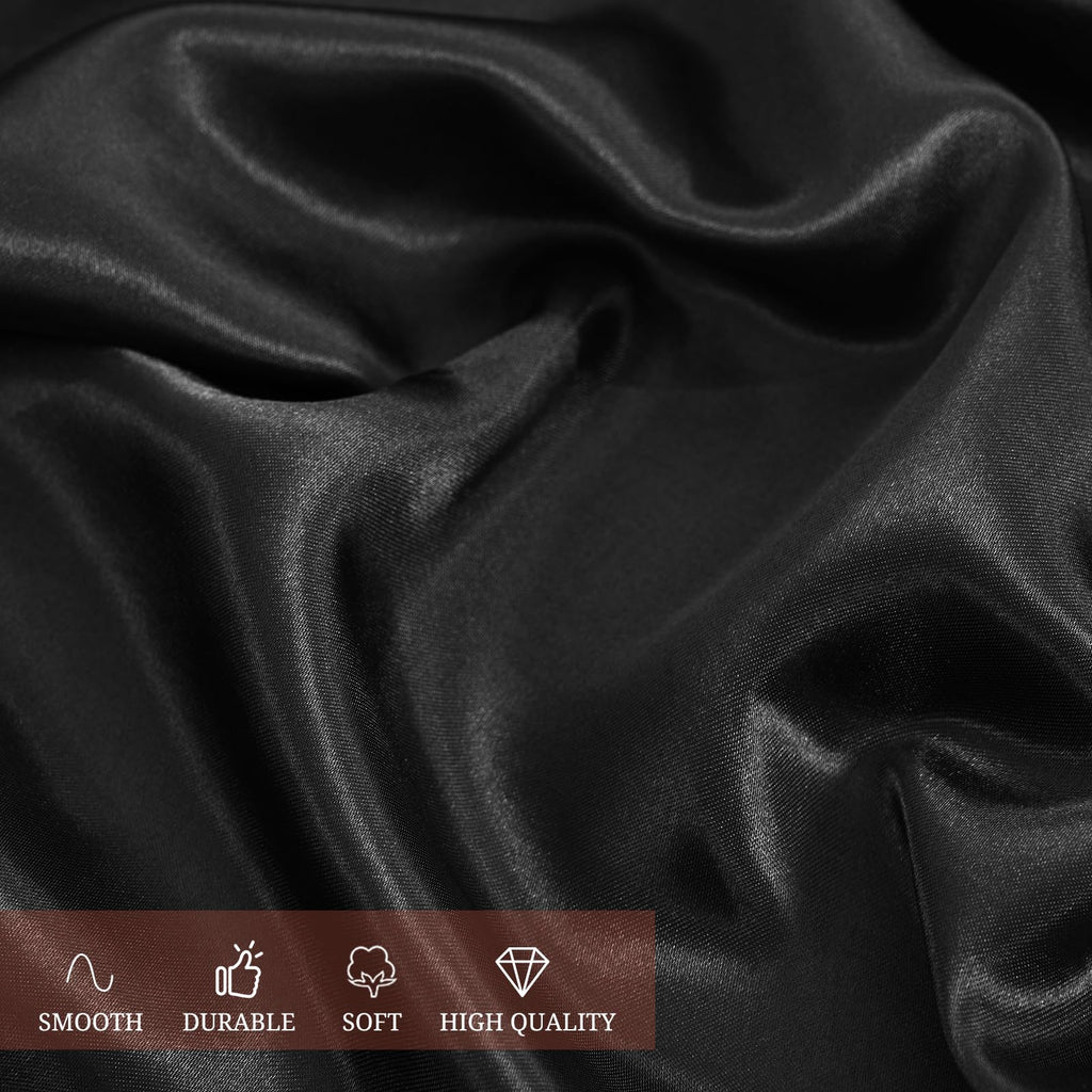 12 Pack 90 Inch Round Satin Tablecloth, Black
