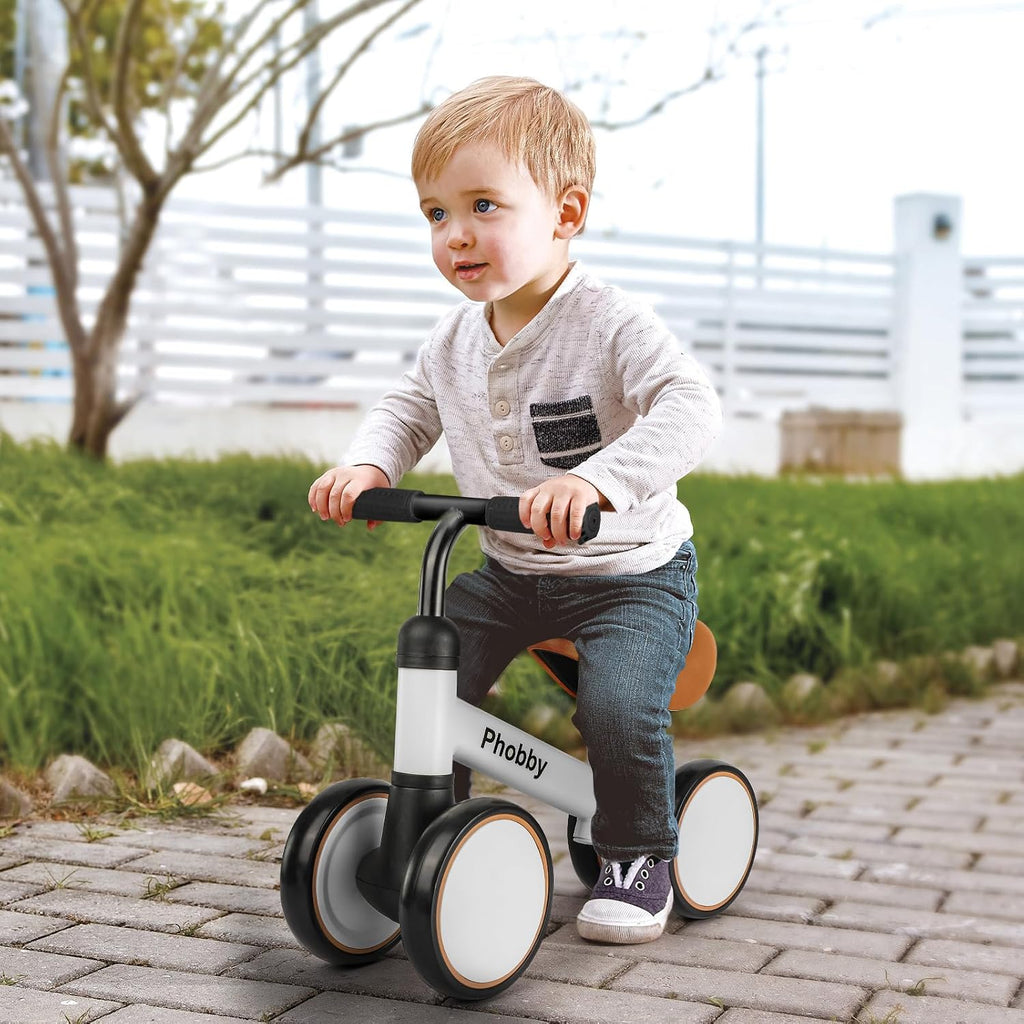 Baby Balance Bike Ride Toy for 1 2 Years Old Adjustable Seat, Brown