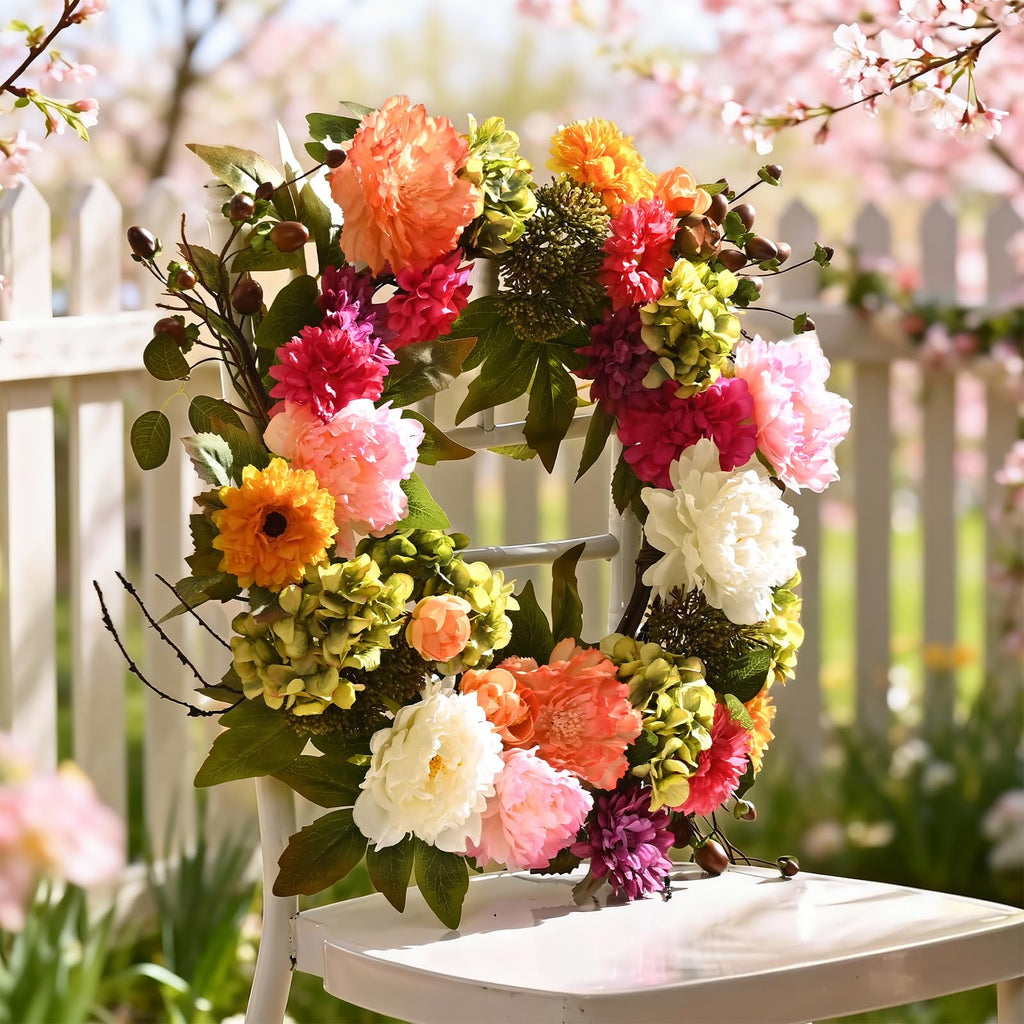 Spring Wreaths for Front Door, 22 Inch Spring Front Door Wreath