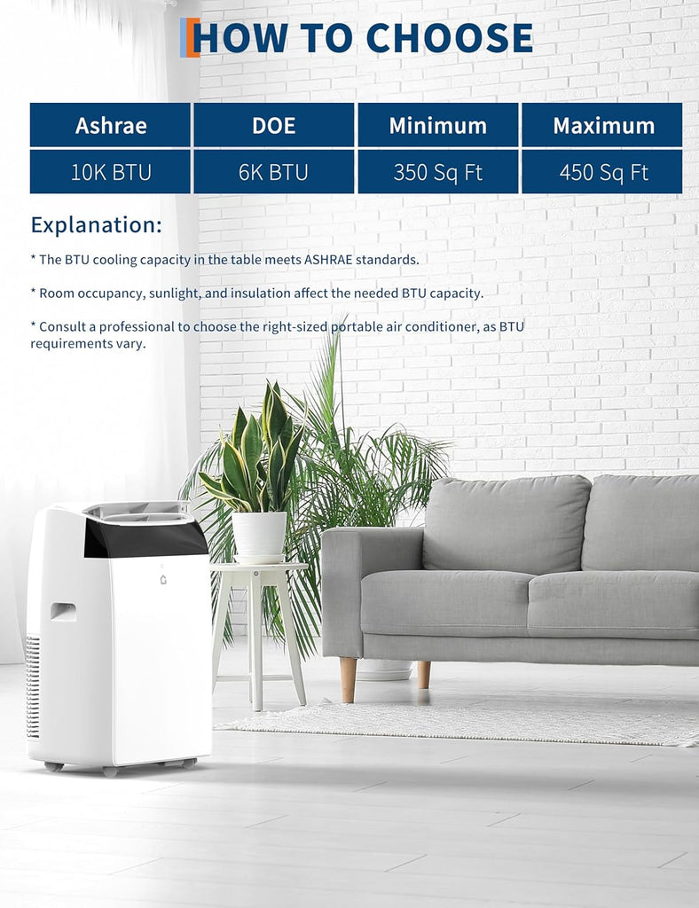 14000 BTU Room Air Conditioners with Remote Control, 3-In-1 Free Portable AC Unit with Fan & Dehumidifier